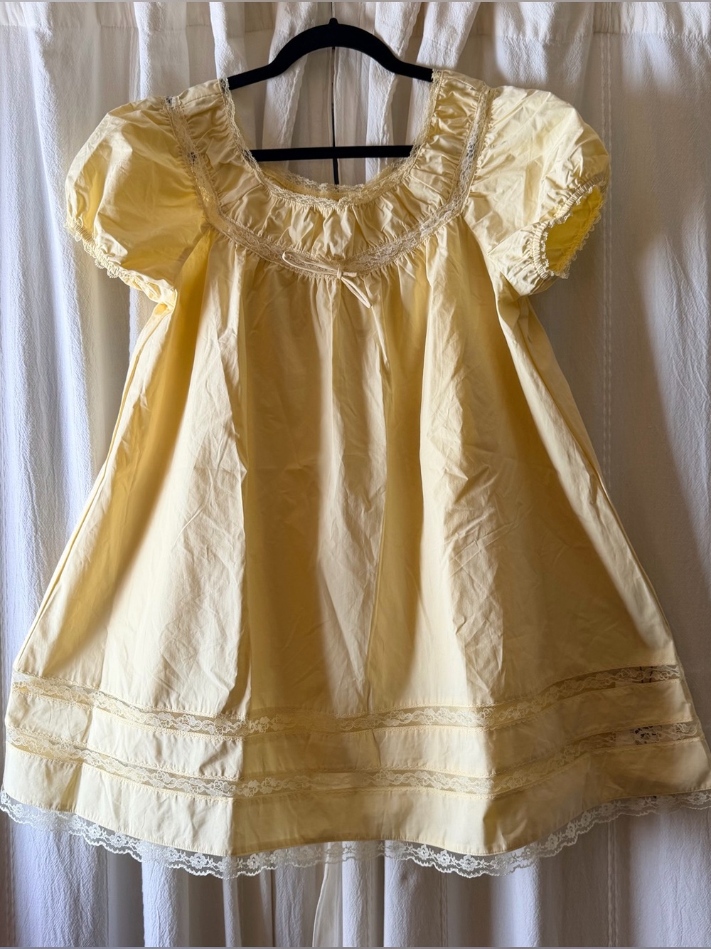 NWT CIDER Baby Doll Dress in Butter Yellow Sz M 100% Cotton - Picture 2 of 14
